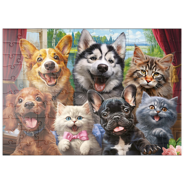 Darstellung des Puzzle Motivs puzzleplate Furry Friends Selfie 100 Puzzle