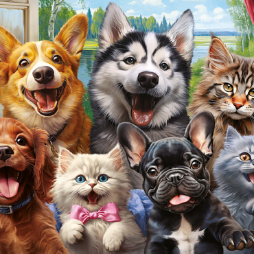 Darstellung des Puzzle Motivs Furry Friends Selfie 200 Puzzle 3D Modell
