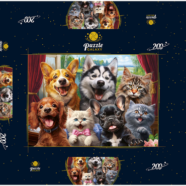 Darstellung des Puzzle Motivs Furry Friends Selfie 200 Puzzle Schachtel 3D Modell