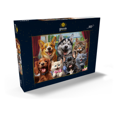 Darstellung des Puzzle Motivs Furry Friends Selfie 500 Puzzle Schachtel Ansicht2