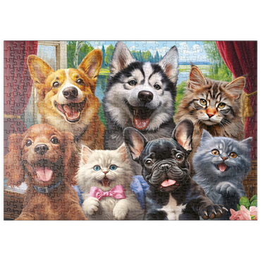 Darstellung des Puzzle Motivs puzzleplate Furry Friends Selfie 500 Puzzle