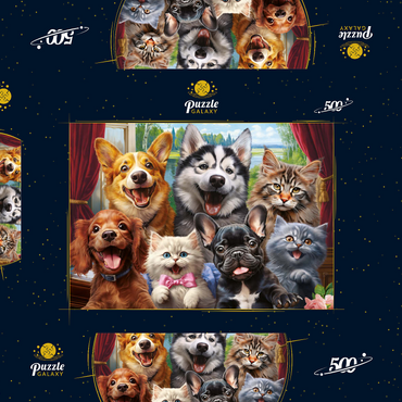 Darstellung des Puzzle Motivs Furry Friends Selfie 500 Puzzle Schachtel 3D Modell