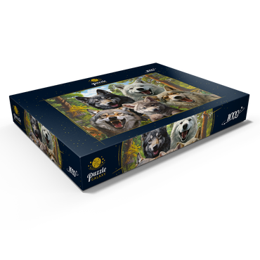 Darstellung des Puzzle Motivs Wolf Selfie 1000 Puzzle Schachtel Ansicht1