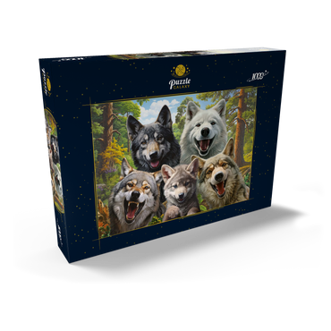 Darstellung des Puzzle Motivs Wolf Selfie 1000 Puzzle Schachtel Ansicht2
