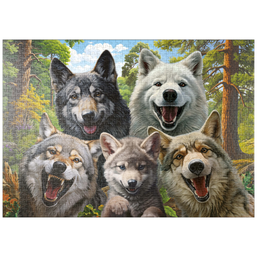Darstellung des Puzzle Motivs puzzleplate Wolf Selfie 1000 Puzzle