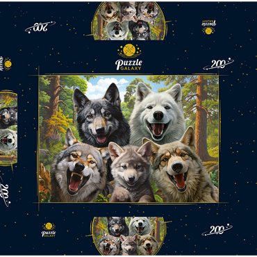 Darstellung des Puzzle Motivs Wolf Selfie 200 Puzzle Schachtel 3D Modell