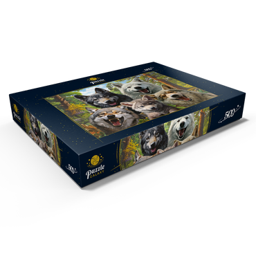 Darstellung des Puzzle Motivs Wolf Selfie 500 Puzzle Schachtel Ansicht1