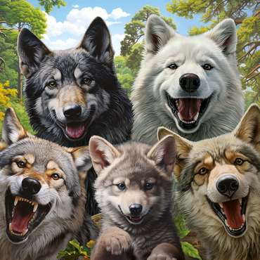 Darstellung des Puzzle Motivs Wolf Selfie 500 Puzzle 3D Modell