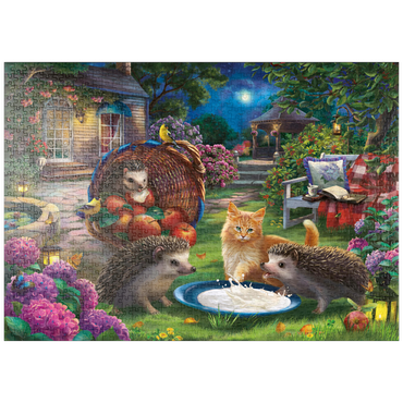 Darstellung des Puzzle Motivs puzzleplate Hedgehogs & Kitten 1000 Puzzle