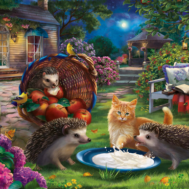 Darstellung des Puzzle Motivs Hedgehogs & Kitten 100 Puzzle 3D Modell