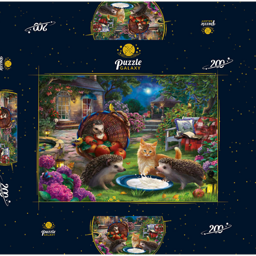 Darstellung des Puzzle Motivs Hedgehogs & Kitten 200 Puzzle Schachtel 3D Modell