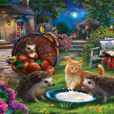 Darstellung des Puzzle Motivs Hedgehogs & Kitten 500 Puzzle 3D Modell