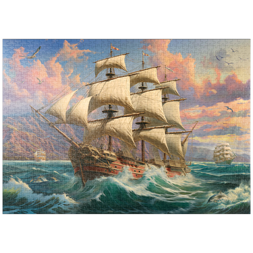 Darstellung des Puzzle Motivs puzzleplate Sailboat At Dawn 1000 Puzzle