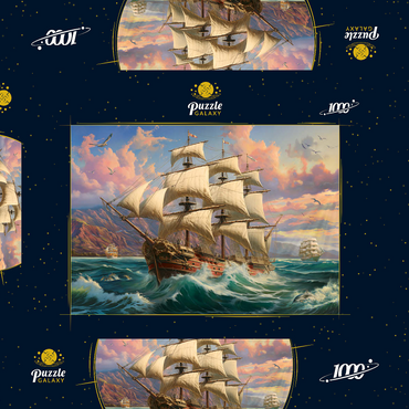 Darstellung des Puzzle Motivs Sailboat At Dawn 1000 Puzzle Schachtel 3D Modell