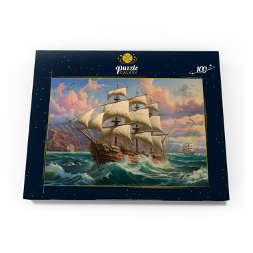 Darstellung des Puzzle Motivs Sailboat At Dawn 100 Puzzle Schachtel Ansicht3