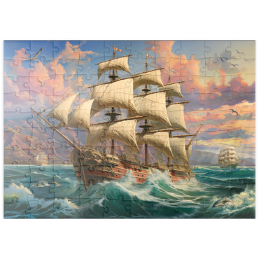 Darstellung des Puzzle Motivs puzzleplate Sailboat At Dawn 100 Puzzle