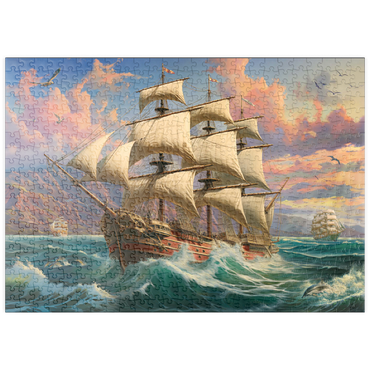 Darstellung des Puzzle Motivs puzzleplate Sailboat At Dawn 500 Puzzle