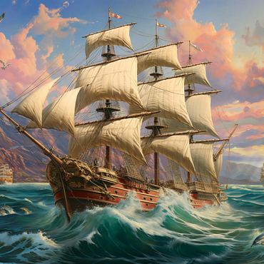 Darstellung des Puzzle Motivs Sailboat At Dawn 500 Puzzle 3D Modell