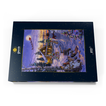Darstellung des Puzzle Motivs Schneemann begrüßt den Weihnachtsmann 1000 Puzzle Schachtel Ansicht3