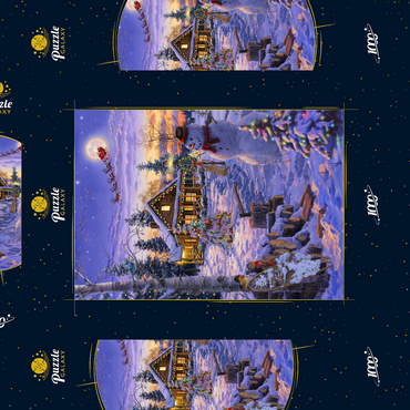 Darstellung des Puzzle Motivs Schneemann begrüßt den Weihnachtsmann 1000 Puzzle Schachtel 3D Modell