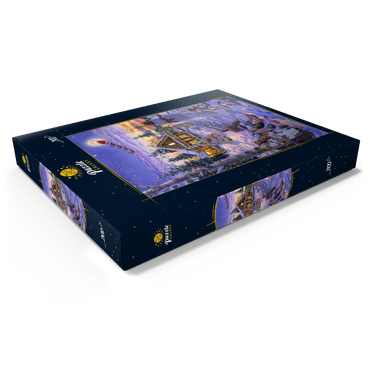 Darstellung des Puzzle Motivs Schneemann begrüßt den Weihnachtsmann 200 Puzzle Schachtel Ansicht1