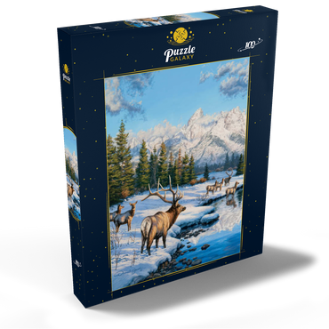 Darstellung des Puzzle Motivs Frostiger Morgen in den Bergen 100 Puzzle Schachtel Ansicht2