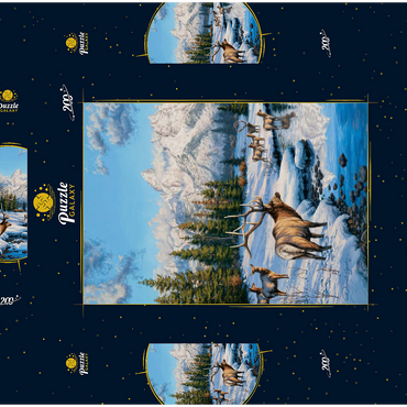 Darstellung des Puzzle Motivs Frostiger Morgen in den Bergen 200 Puzzle Schachtel 3D Modell