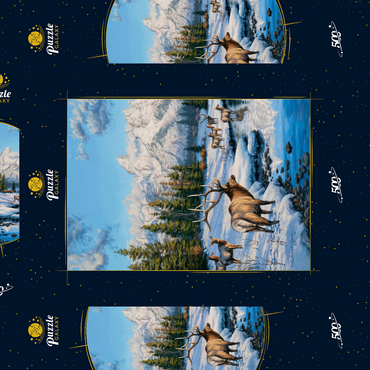 Darstellung des Puzzle Motivs Frostiger Morgen in den Bergen 500 Puzzle Schachtel 3D Modell