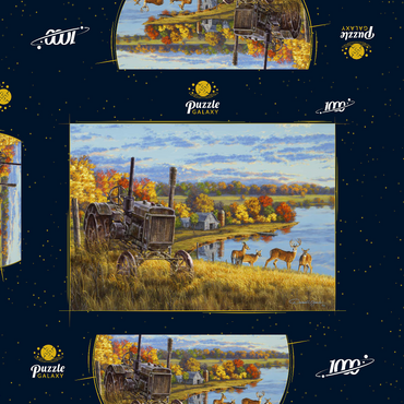 Darstellung des Puzzle Motivs Rusty Tractor Deer Ridge 1000 Puzzle Schachtel 3D Modell
