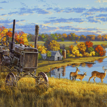 Darstellung des Puzzle Motivs Rusty Tractor Deer Ridge 100 Puzzle 3D Modell