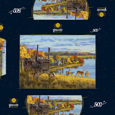 Darstellung des Puzzle Motivs Rusty Tractor Deer Ridge 500 Puzzle Schachtel 3D Modell