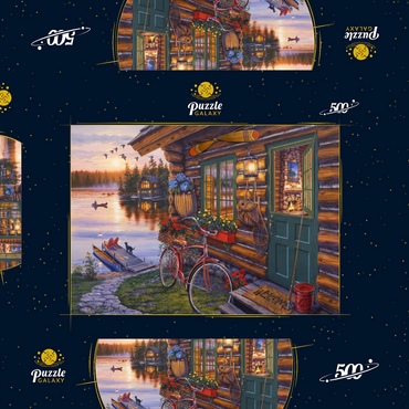 Darstellung des Puzzle Motivs Cabin Bike 500 Puzzle Schachtel 3D Modell