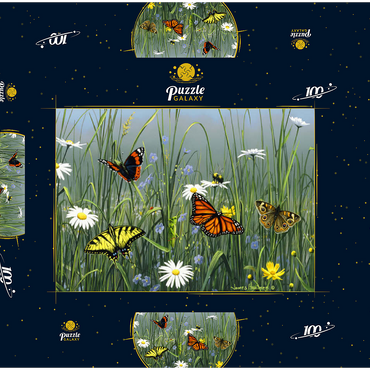 Darstellung des Puzzle Motivs Wildflowers & Butterflies 100 Puzzle Schachtel 3D Modell