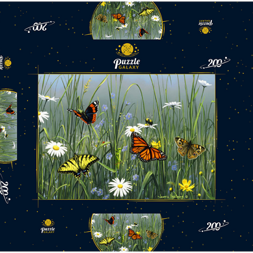Darstellung des Puzzle Motivs Wildflowers & Butterflies 200 Puzzle Schachtel 3D Modell