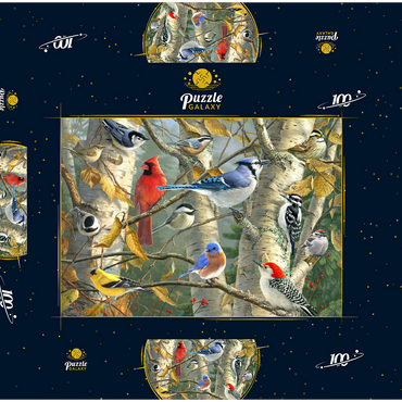 Darstellung des Puzzle Motivs Fall Birds 100 Puzzle Schachtel 3D Modell