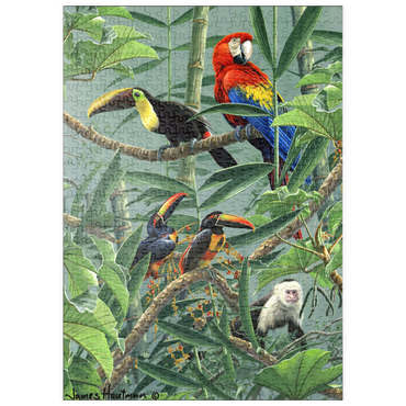 Darstellung des Puzzle Motivs puzzleplate Papageien und Tukane im Regenwald 500 Puzzle