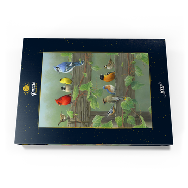 Darstellung des Puzzle Motivs Farbenfrohe Vogelschar 1000 Puzzle Schachtel Ansicht3