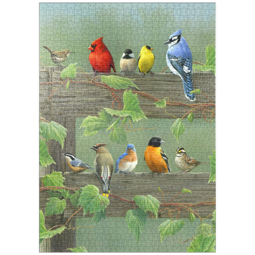 Darstellung des Puzzle Motivs puzzleplate Farbenfrohe Vogelschar 1000 Puzzle