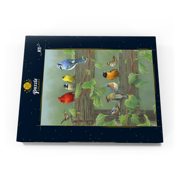 Darstellung des Puzzle Motivs Farbenfrohe Vogelschar 100 Puzzle Schachtel Ansicht3