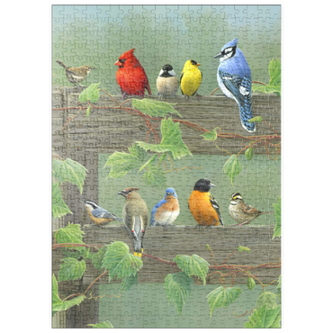 Darstellung des Puzzle Motivs puzzleplate Farbenfrohe Vogelschar 500 Puzzle