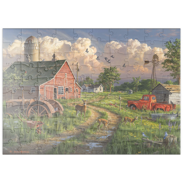 Darstellung des Puzzle Motivs puzzleplate New Life at the Old Farm 100 Puzzle