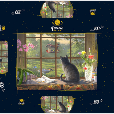 Darstellung des Puzzle Motivs Birdwatching 100 Puzzle Schachtel 3D Modell