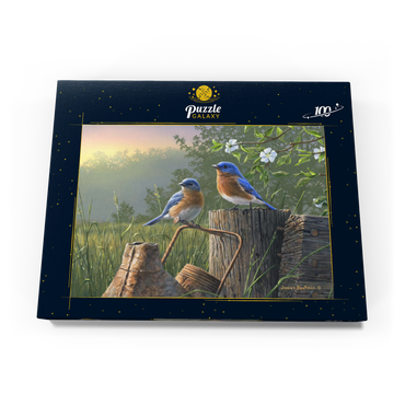 Darstellung des Puzzle Motivs Daybreak Bluebirds 100 Puzzle Schachtel Ansicht3