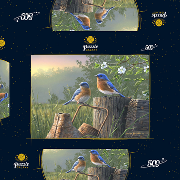 Darstellung des Puzzle Motivs Daybreak Bluebirds 500 Puzzle Schachtel 3D Modell