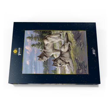 Darstellung des Puzzle Motivs Wolfsruhe am Seeufer 1000 Puzzle Schachtel Ansicht3