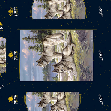 Darstellung des Puzzle Motivs Wolfsruhe am Seeufer 1000 Puzzle Schachtel 3D Modell