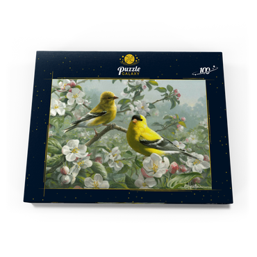 Darstellung des Puzzle Motivs Orchard Goldfinch 100 Puzzle Schachtel Ansicht3