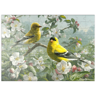 Darstellung des Puzzle Motivs puzzleplate Orchard Goldfinch 100 Puzzle