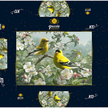 Darstellung des Puzzle Motivs Orchard Goldfinch 100 Puzzle Schachtel 3D Modell