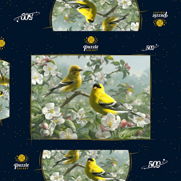 Darstellung des Puzzle Motivs Orchard Goldfinch 500 Puzzle Schachtel 3D Modell